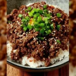 Delicious Korean ground beef bowl with rice and vegetables