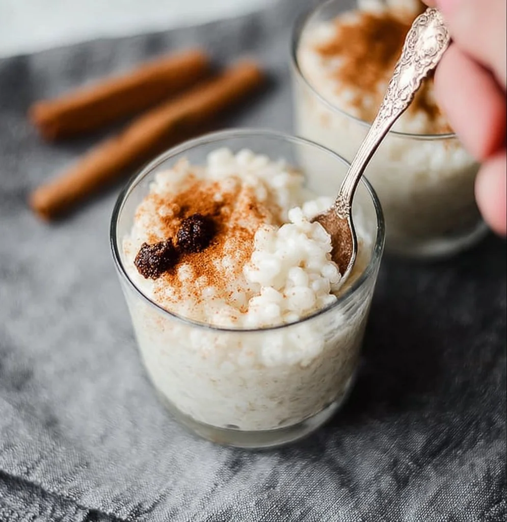 Delicious Mexican rice pudding served in a bowl with cinnamon topping