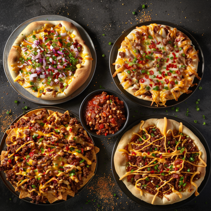 Delicious Skyline Chili served over spaghetti with cheese and onions.