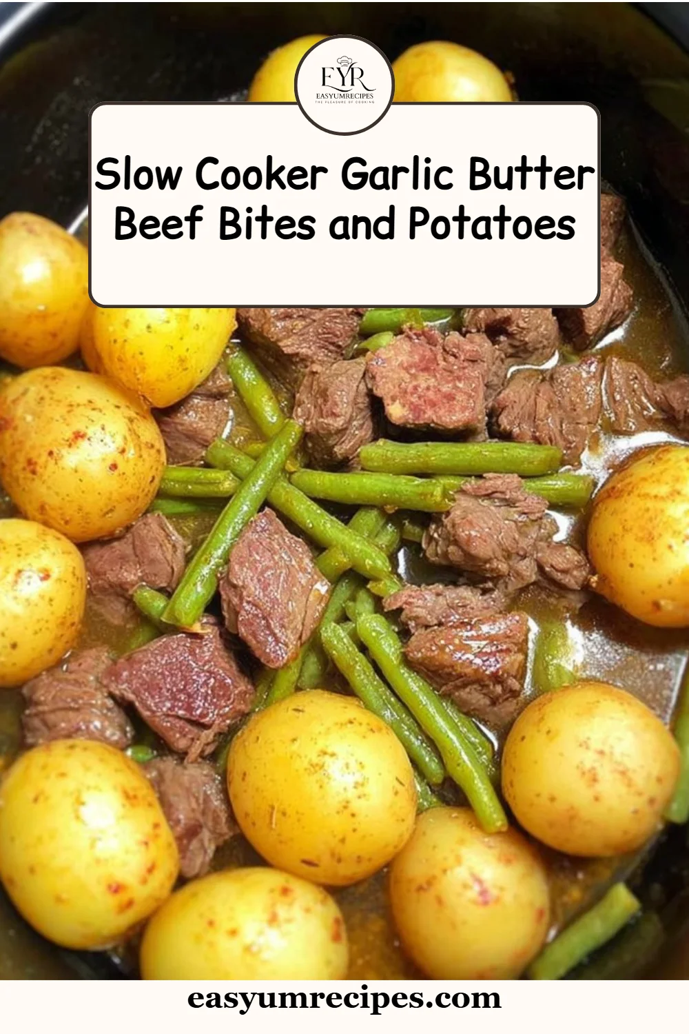 Slow Cooker Garlic Butter Beef Bites and Potatoes
