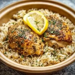Slow cooker lemon herb chicken with rice served in a bowl
