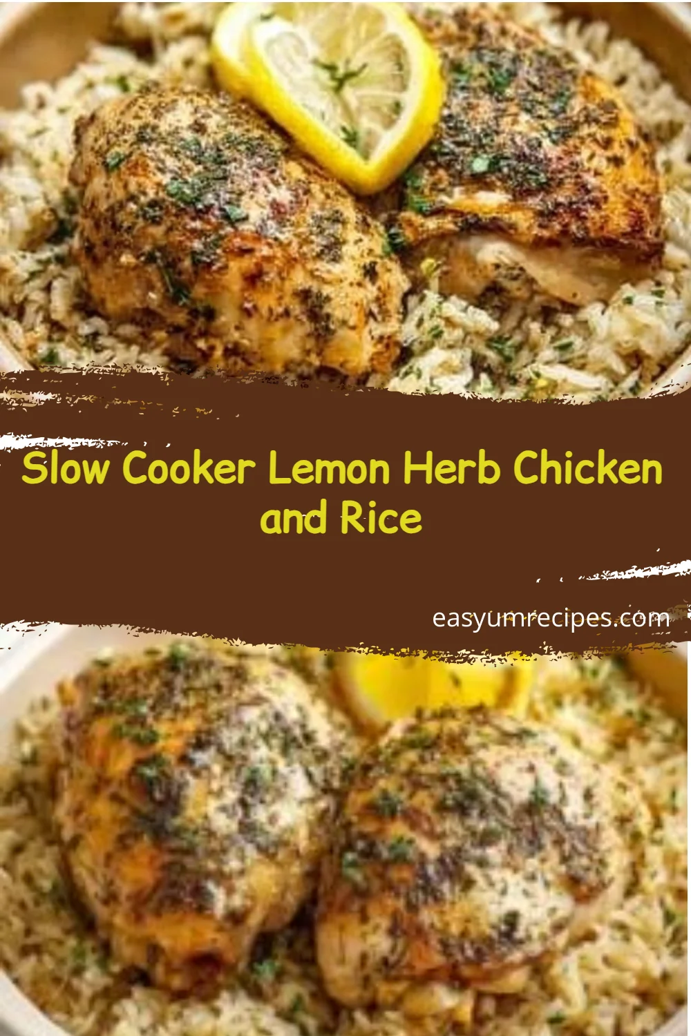 Slow Cooker Lemon Herb Chicken and Rice