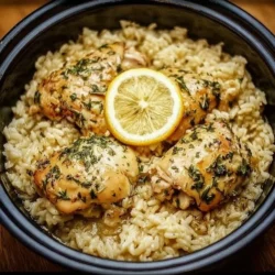 Slow Cooker Lemon Herb Chicken served with rice and fresh herbs