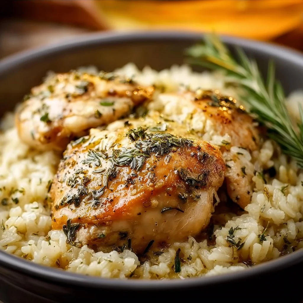Slow Cooker Lemon Herb Chicken and Rice