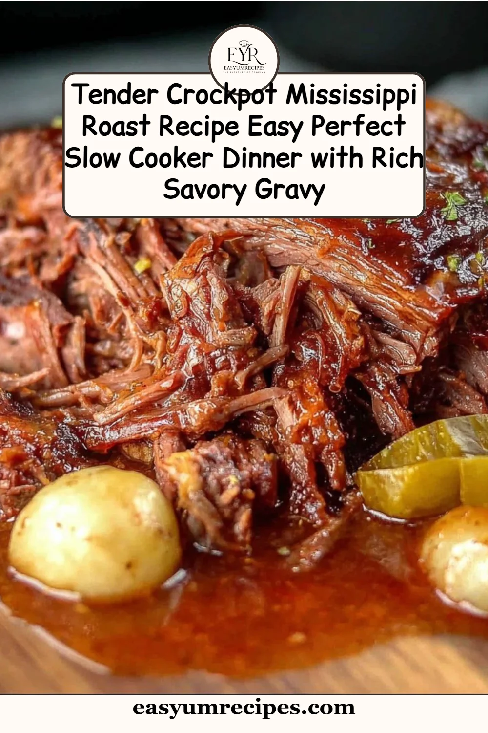 Tender Crockpot Mississippi Roast Recipe Easy Perfect Slow Cooker Dinner with Rich Savory Gravy