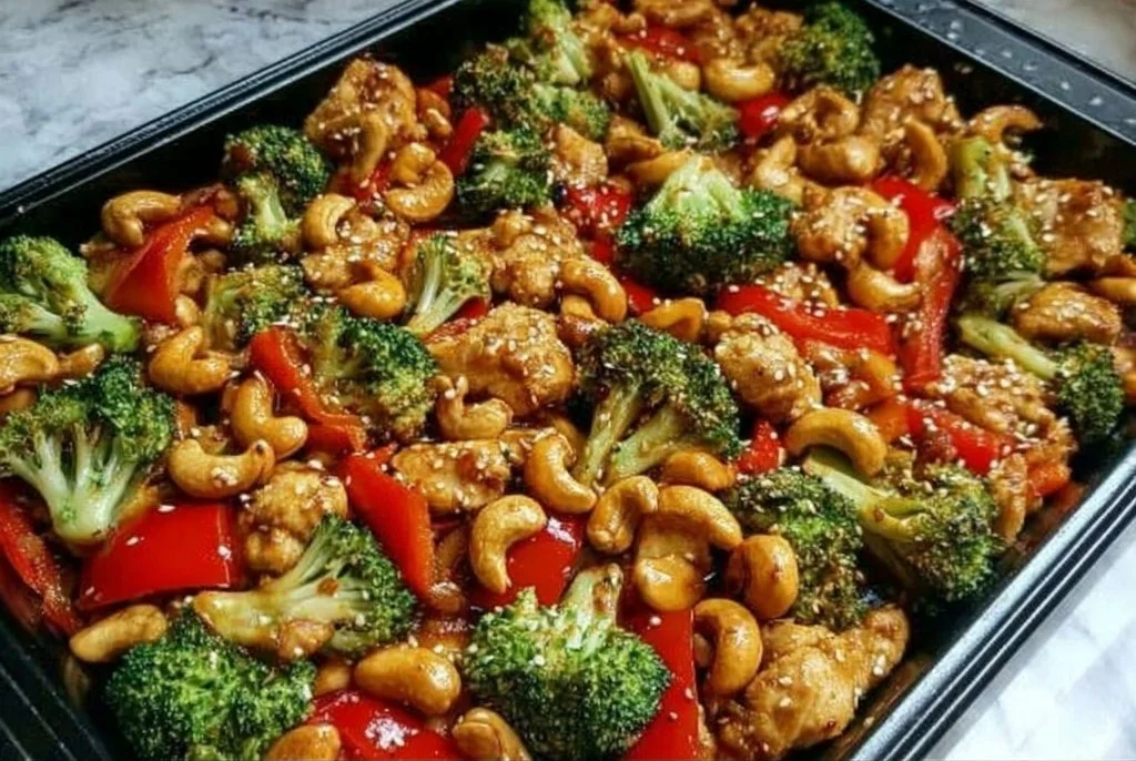 Easy Sheet Pan Cashew Chicken