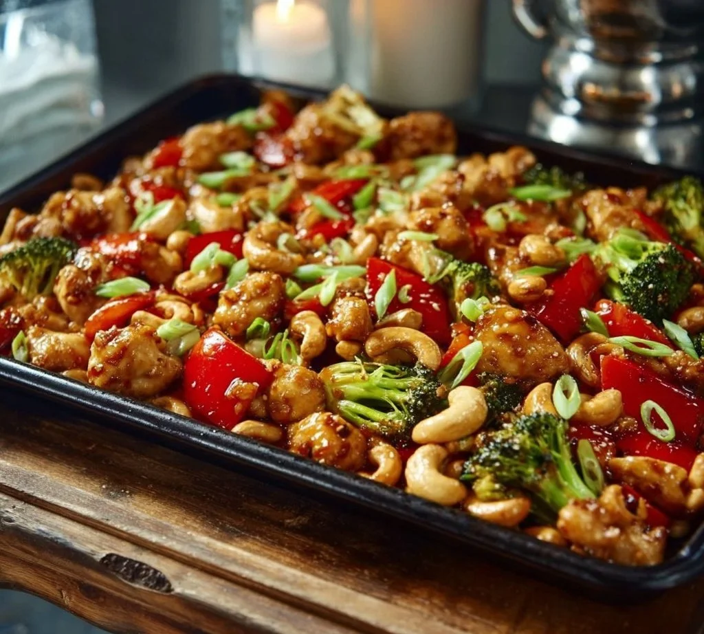 Easy Sheet Pan Cashew Chicken