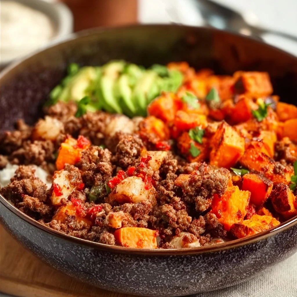 Ground Beef and Sweet Potato Bowl