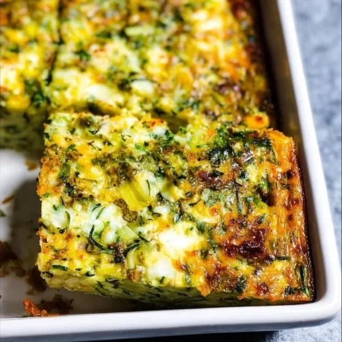 Herb Zucchini and Kale Egg Bake fresh out of the oven