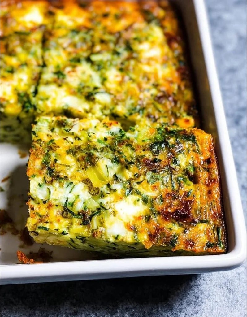 Herb Zucchini and Kale Egg Bake fresh out of the oven