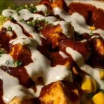 High Protein BBQ Ranch Chicken Bowl with grilled chicken and ranch dressing