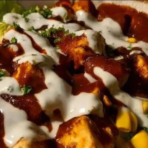 High Protein BBQ Ranch Chicken Bowl with grilled chicken and ranch dressing