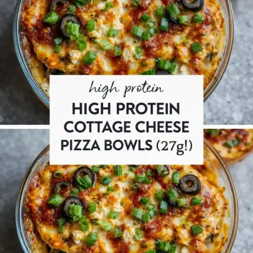 High protein cottage cheese pizza bowls packed with 27 grams of protein