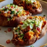 High-protein stuffed sweet potatoes with savory filling