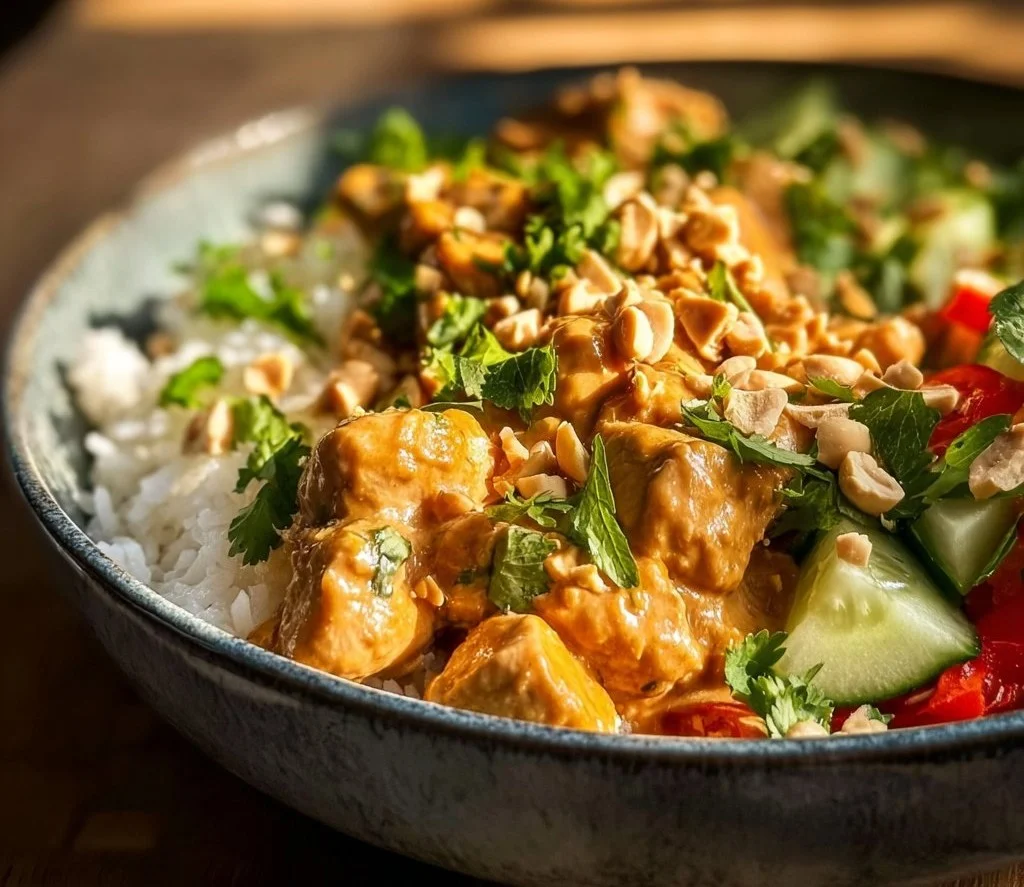 Quick High Protein Thai Peanut Chicken Bowl, 30-Minute Dinner