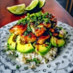Honey Lime Chicken served with avocado rice for a healthy meal