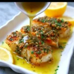 Delicious lemon butter pan-seared cod served with fresh herbs.