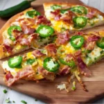 Loaded Jalapeño Popper Flatbread topped with cheese and jalapeños