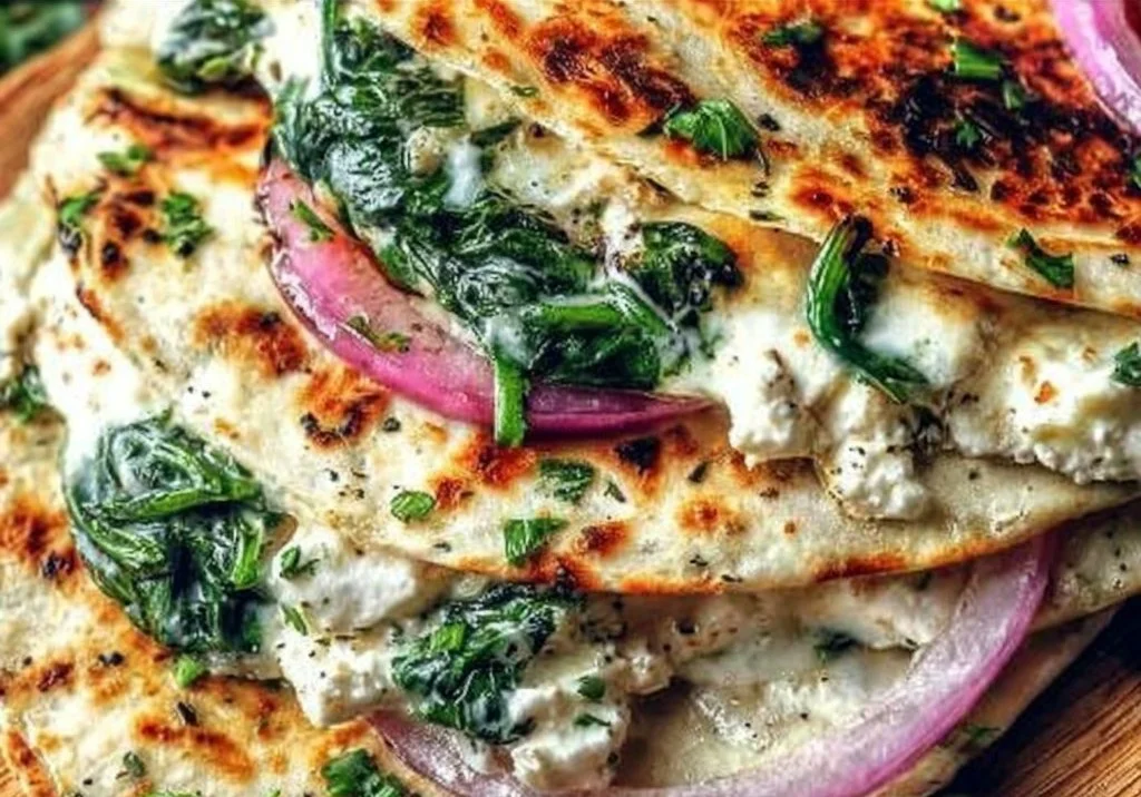Mediterranean Spinach Feta Quesadillas
