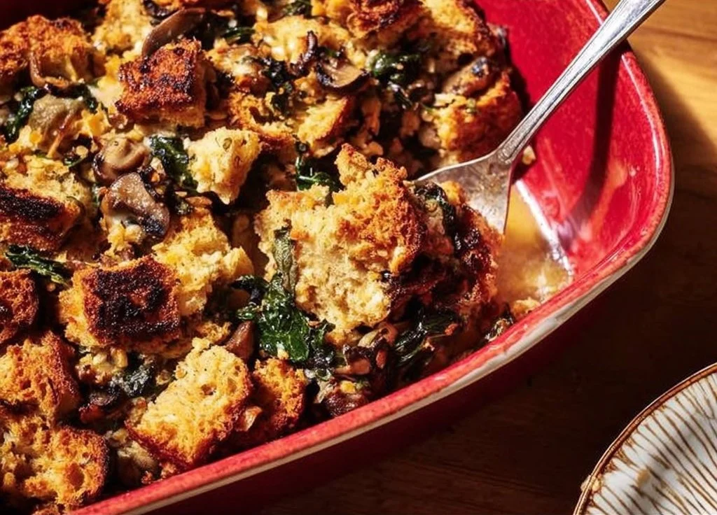 Mushroom and Swiss Chard Strata with Gruyere