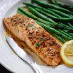 One Sheet Pan Honey Mustard Salmon with roasted green beans