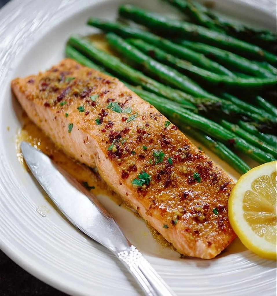 One Sheet Pan Honey Mustard Salmon with Green Beans