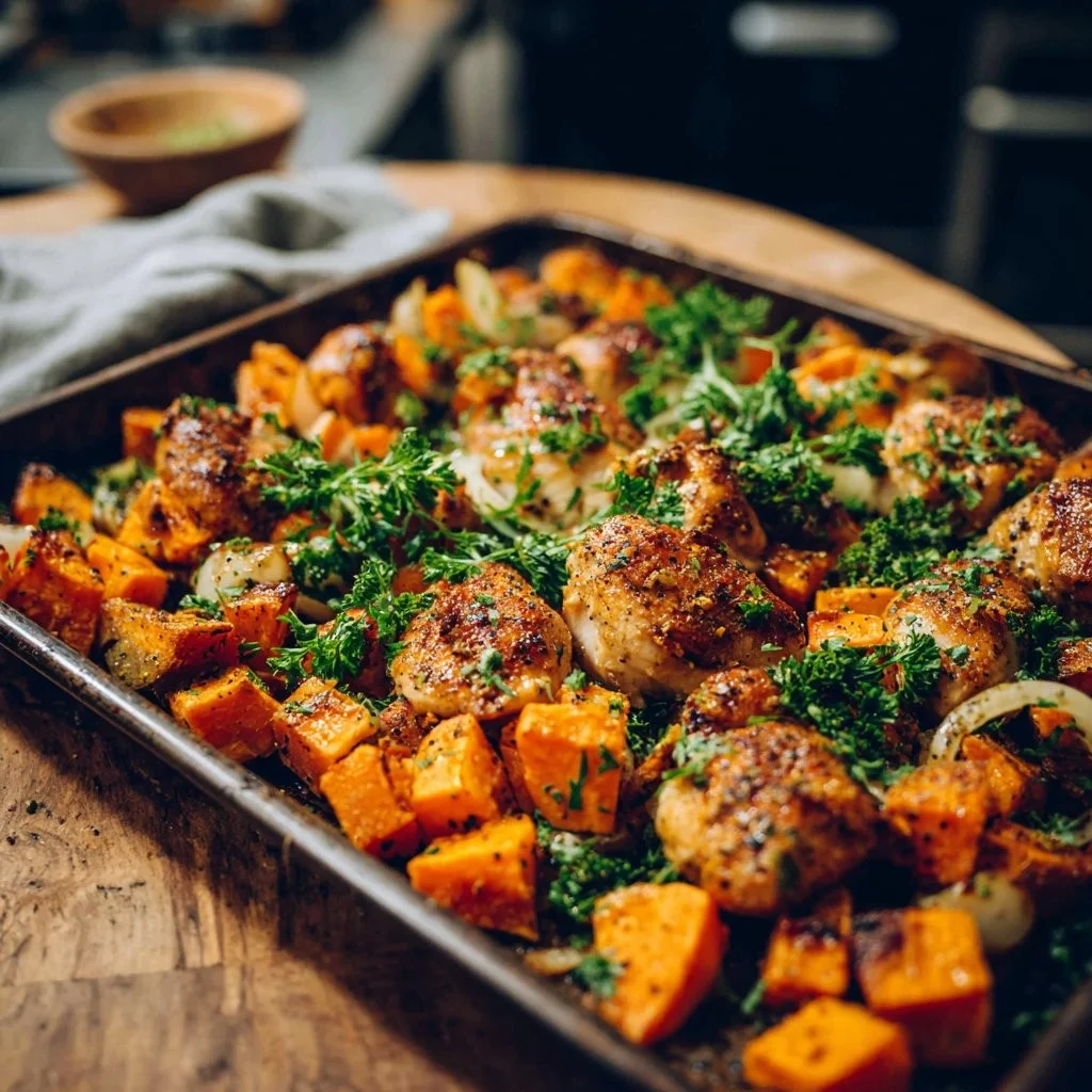 Sheet Pan Chicken And Sweet Potato Meal Prep