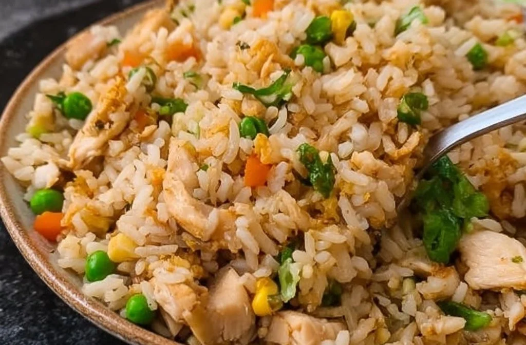 Simple Fried Rice with Rotisserie Chicken