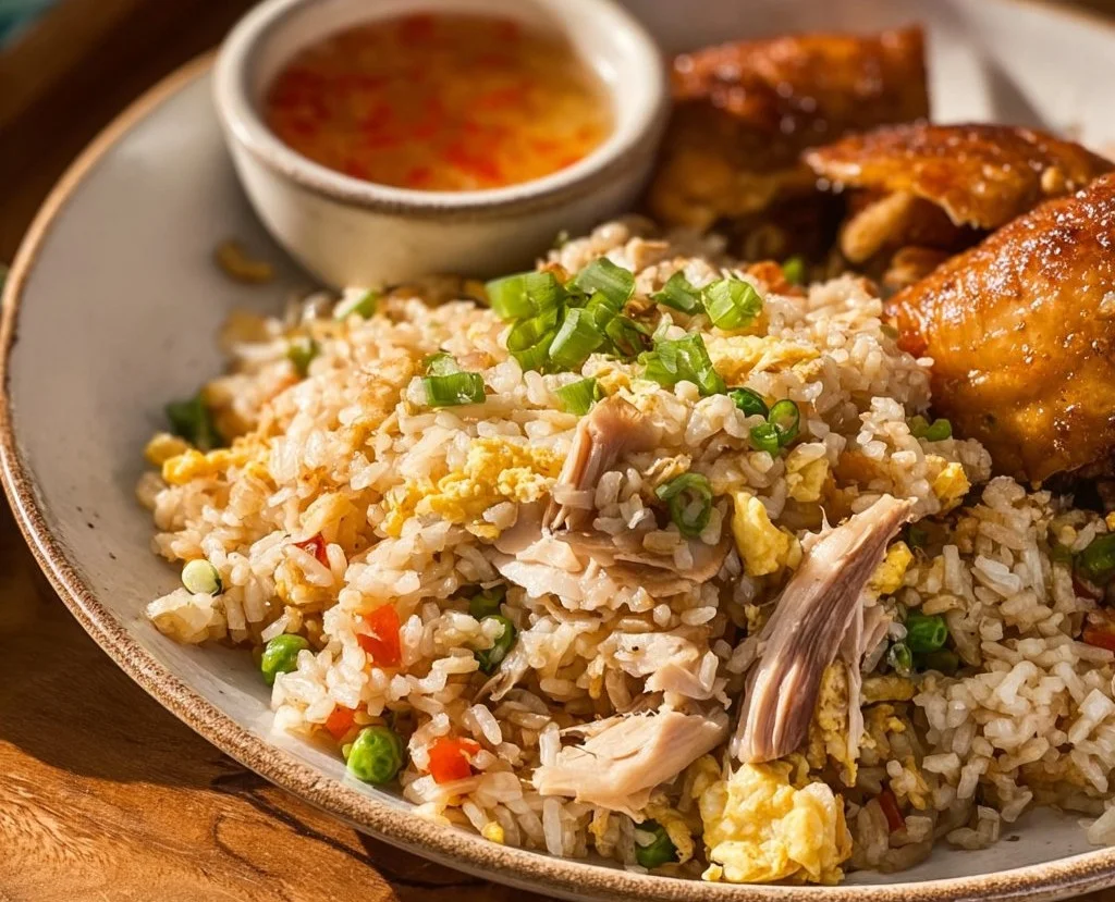 Simple Fried Rice with Rotisserie Chicken