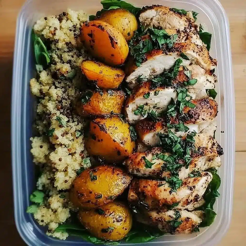 Ultimate Herb Chicken Meal Prep Bowl with fresh vegetables and herbs